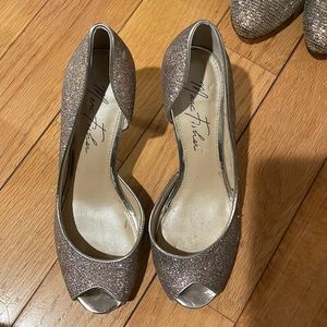 Marc Fisher silver glitter sparkle heels. Approx. 3 inch he. Worn once.